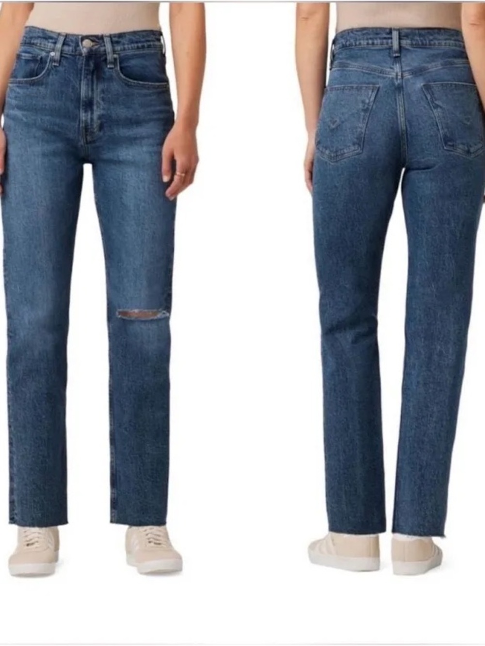 Hudson Jeans Dark Blue Straight Leg with Knee Rip